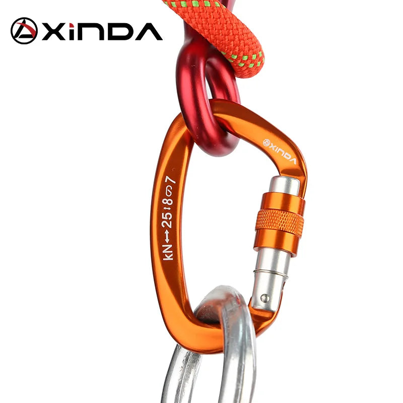 Xinda 25kN D Shape Safety Carabiner with Safety Buckle for Climbing, Roofing