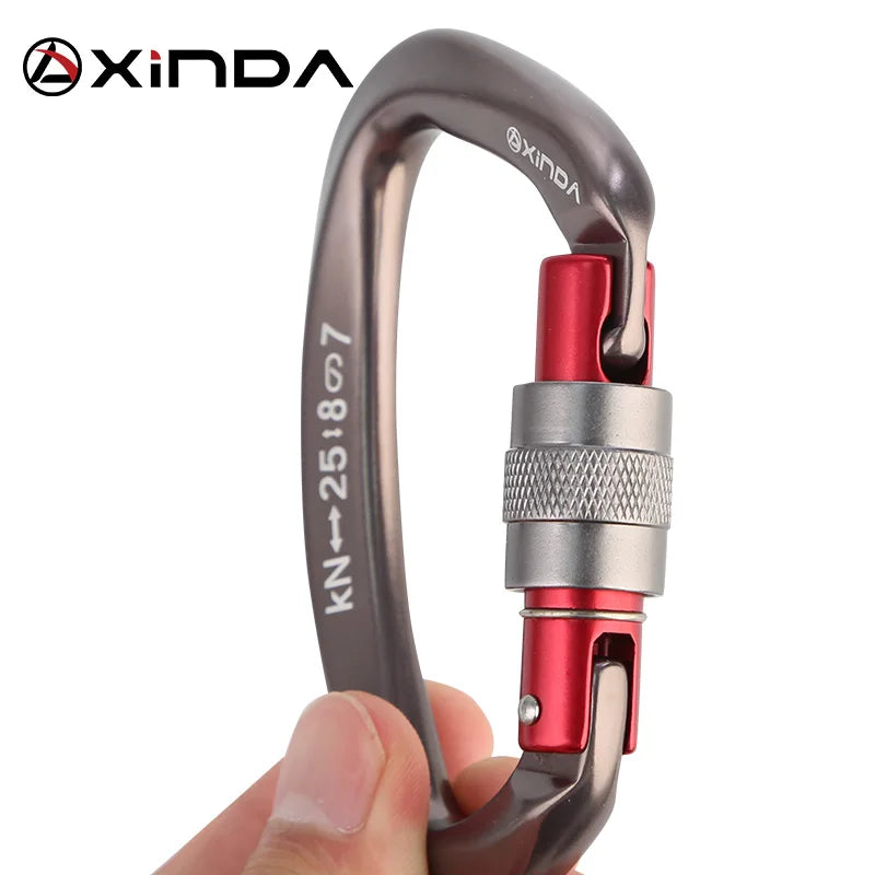 Xinda 25kN D Shape Safety Carabiner with Safety Buckle for Climbing, Roofing