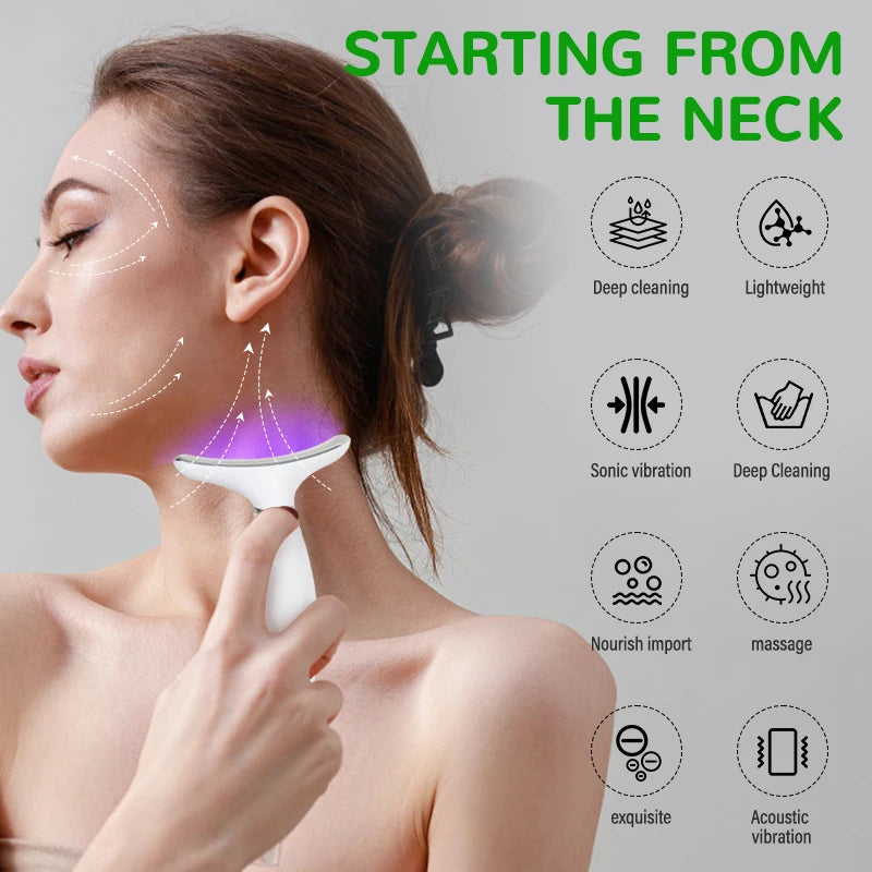 neck face beauty device vibration massage for face and neck personal care skindion home use beauty device face lifting machineDispositivo de belleza para el cuello y la cara.