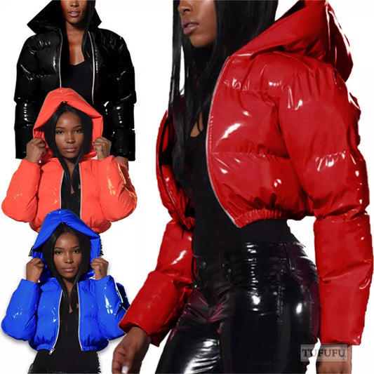 Glossy bubble puffer jacket