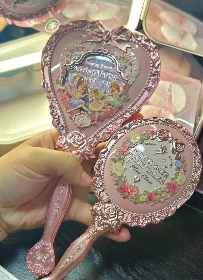 Flower Knows Midsummer Fairytales Series Love Shaped Handheld Makeup Mirror Air Cushion Comb Makeup tool.Espejo de maquillaje de mano